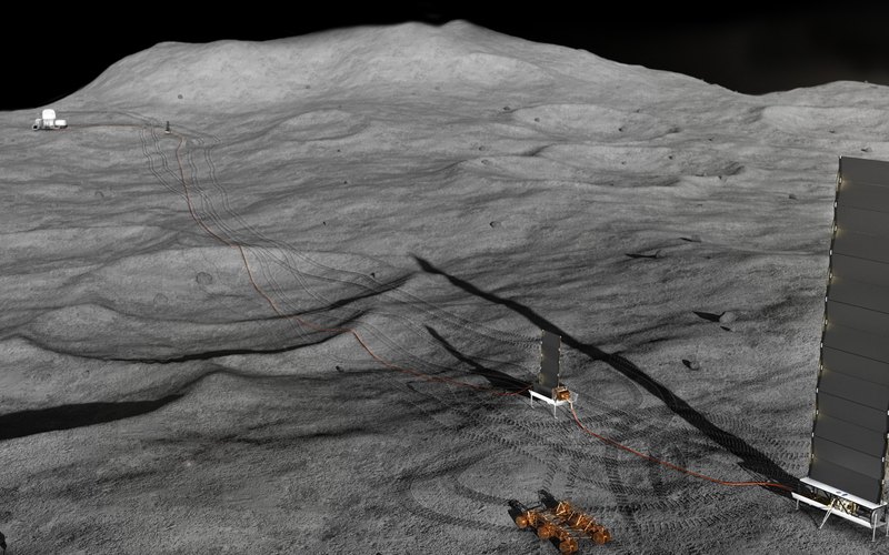 Artist’s concept of a fission power system on the lunar surface